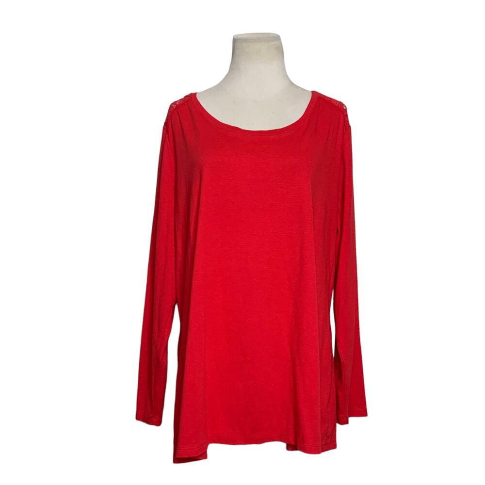 Faded Glory red long sleeves lace detail top size 3XL